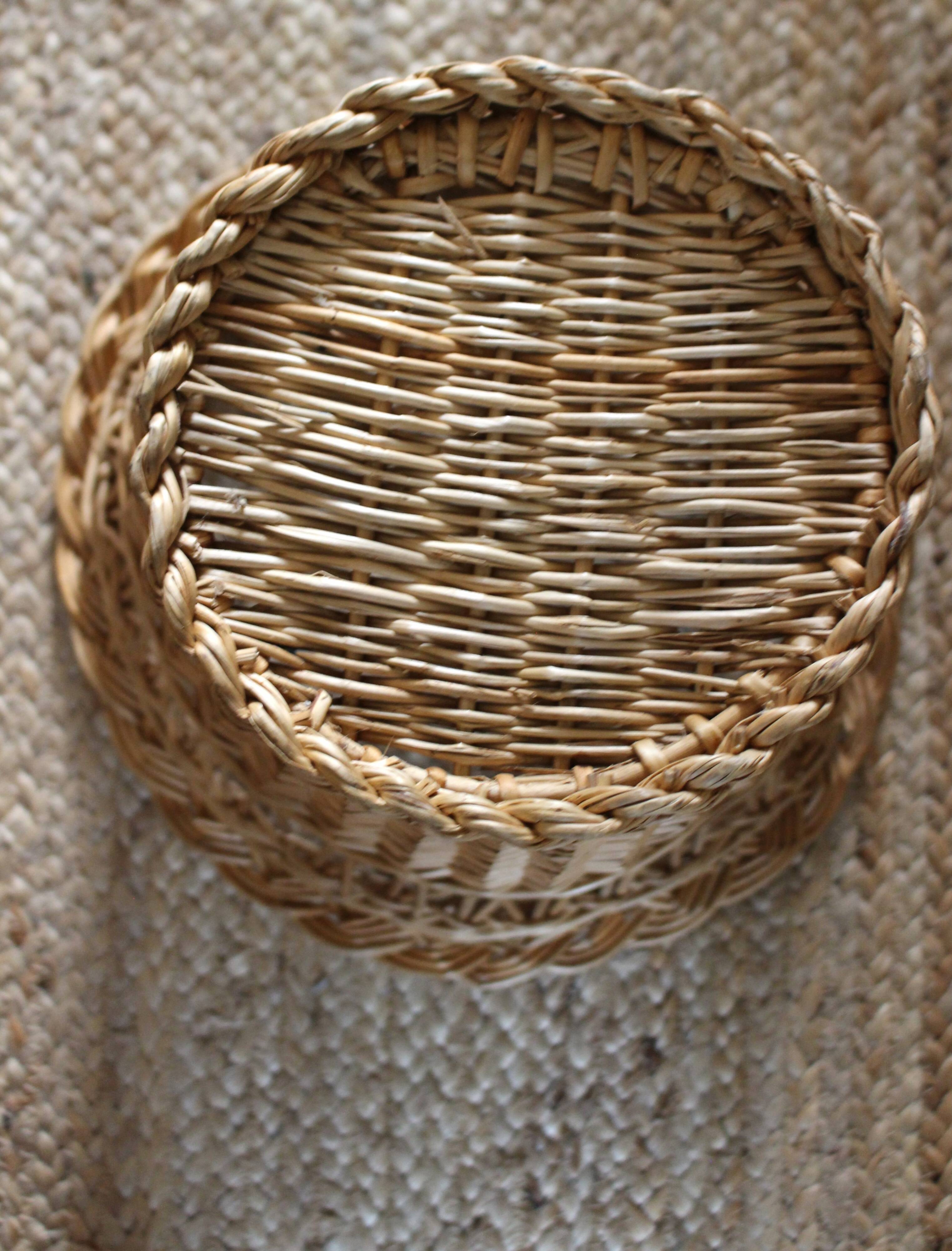 Vintage wicker willow paper bin