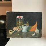 Tableau huile sur toile nature morte ancienne