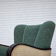 1960s, Danish armchair, green and beige furniture wool.