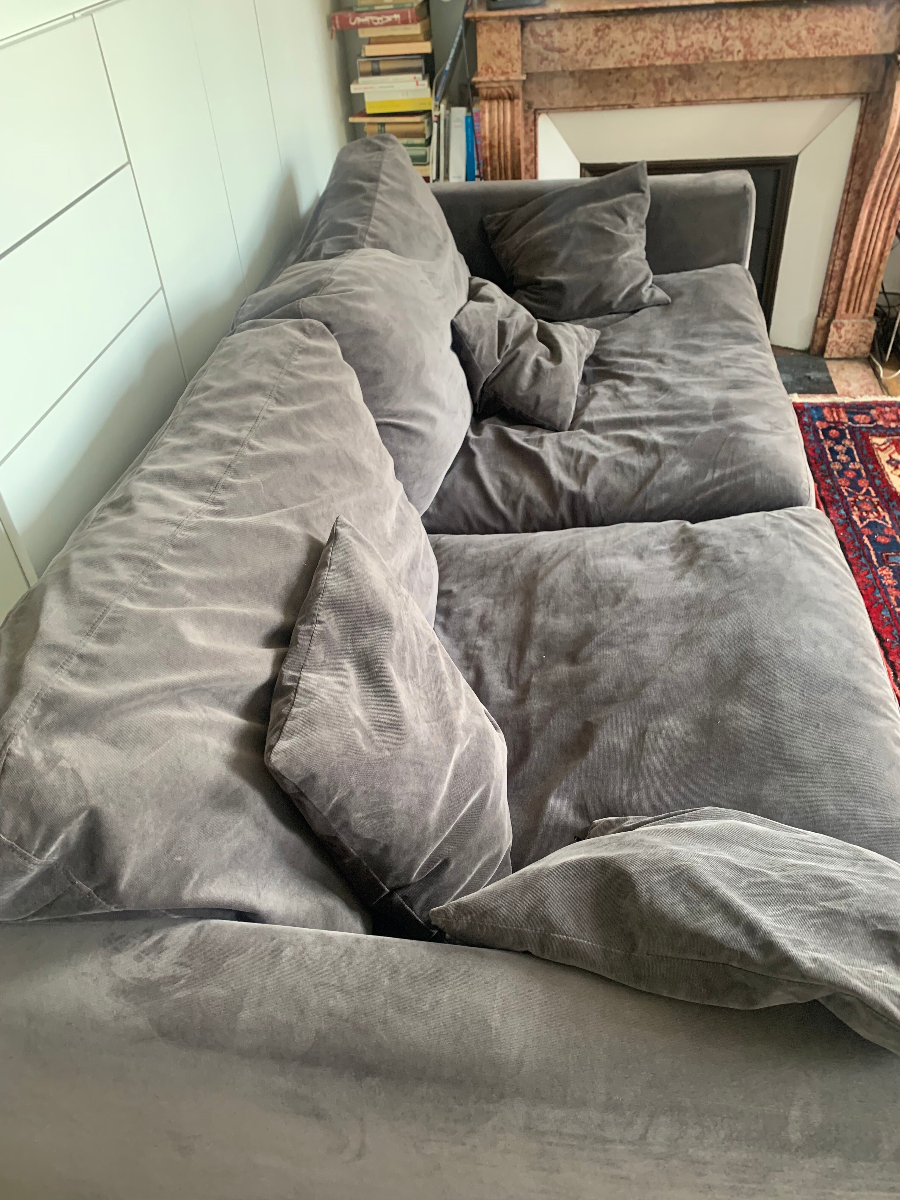 Anthracite grey velvet sofa
