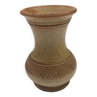 Beige stamped stoneware vase signed