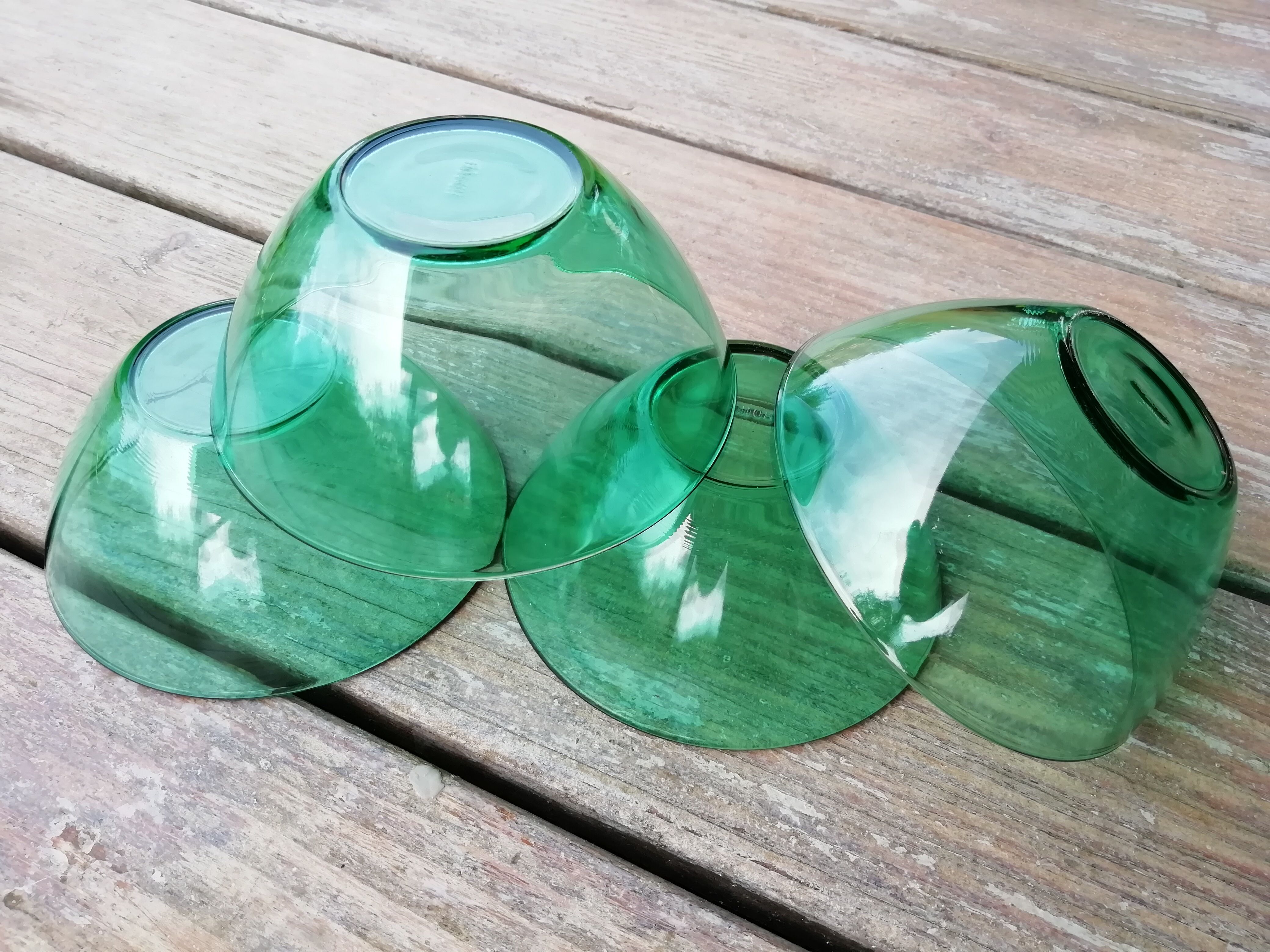 Set of green glass cups