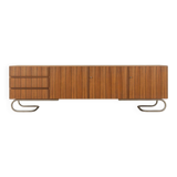 Classic sideboard from the 1960s, walnut veneer, Bauhaus stainless steel feet