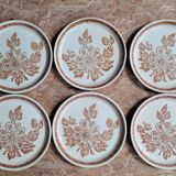 Set 6 assiettes plates grès fleuries