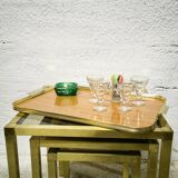 Vintage gold metal and Formica tray