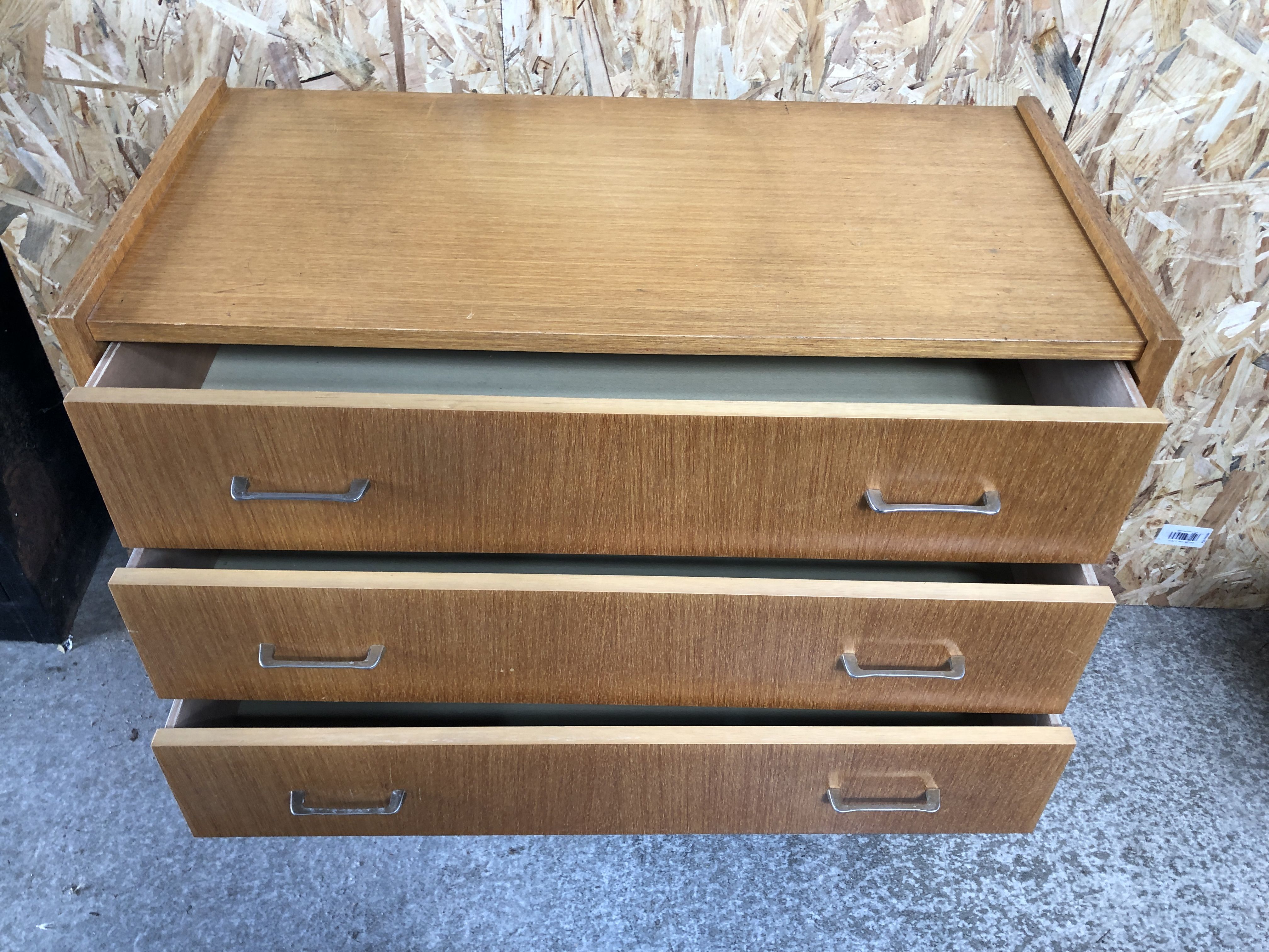 Old chest of drawers 4 drawers light wood compass feet 70s vintage