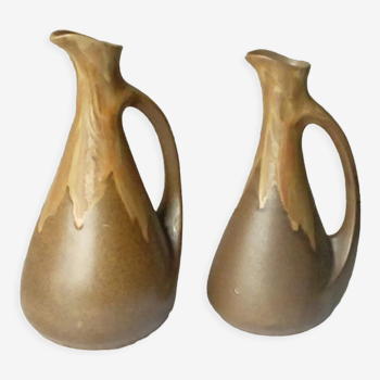 Flame sandstone pitchers signed Denbac