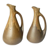 Flame sandstone pitchers signed Denbac