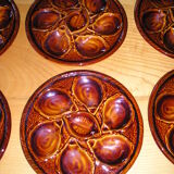 Set of 6 St Clément earthenware oyster plates