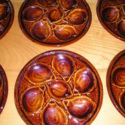 Set of 6 St Clément earthenware oyster plates