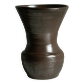 Dark brown ceramic vase, flared shape, smooth finish, classic style