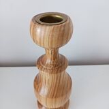 Set of 4 Scandinavian turned wooden candle holders