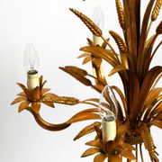 Beautiful 1970s gold-plated 5-arm tall metal chandelier by Hans Kögl