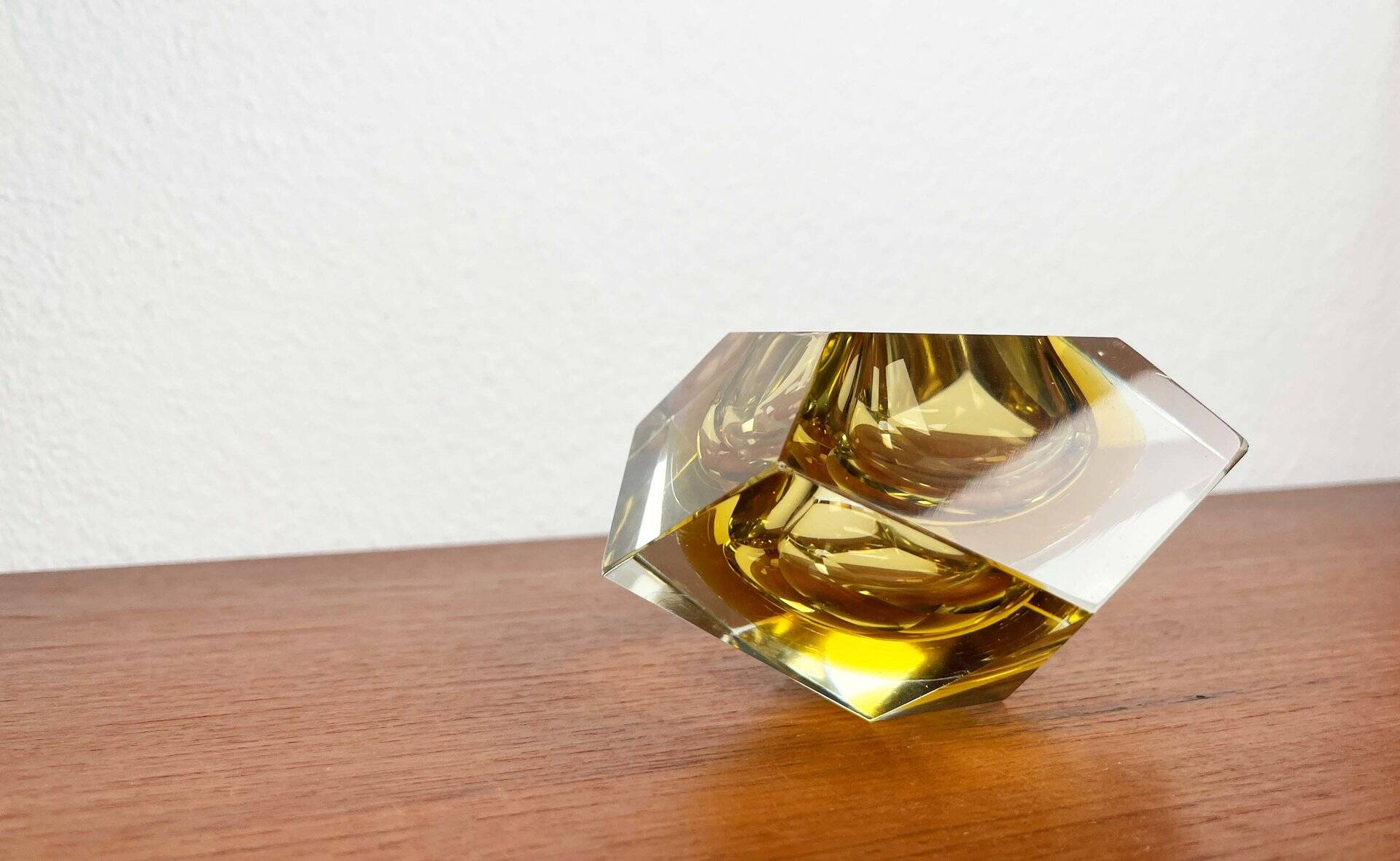 Vintage Italian Sommerso yellow glass bowl, Murano, 1970s.