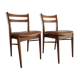 Paire de chaises scandinaves vintage des années 60 en bois et skaï