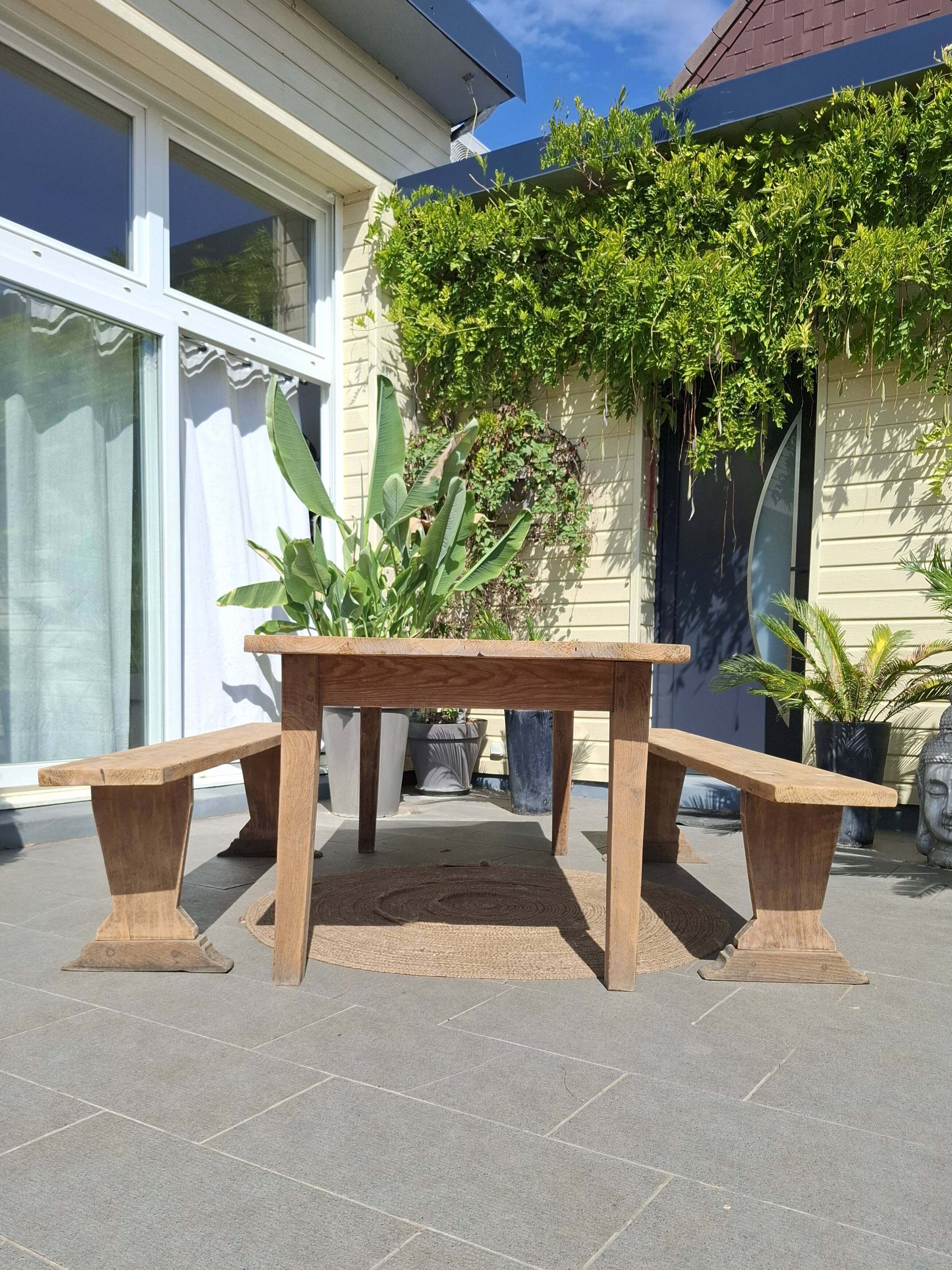 Table de ferme et ses 2 bancs
