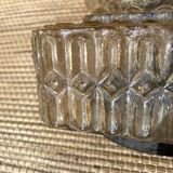 2 square ceiling lights in amber glass, 70s-80s