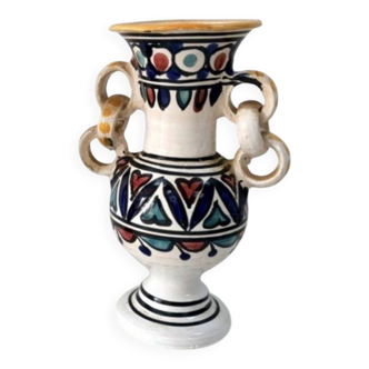 Ancient ethnic vase in earthenware / Berber pottery with rings