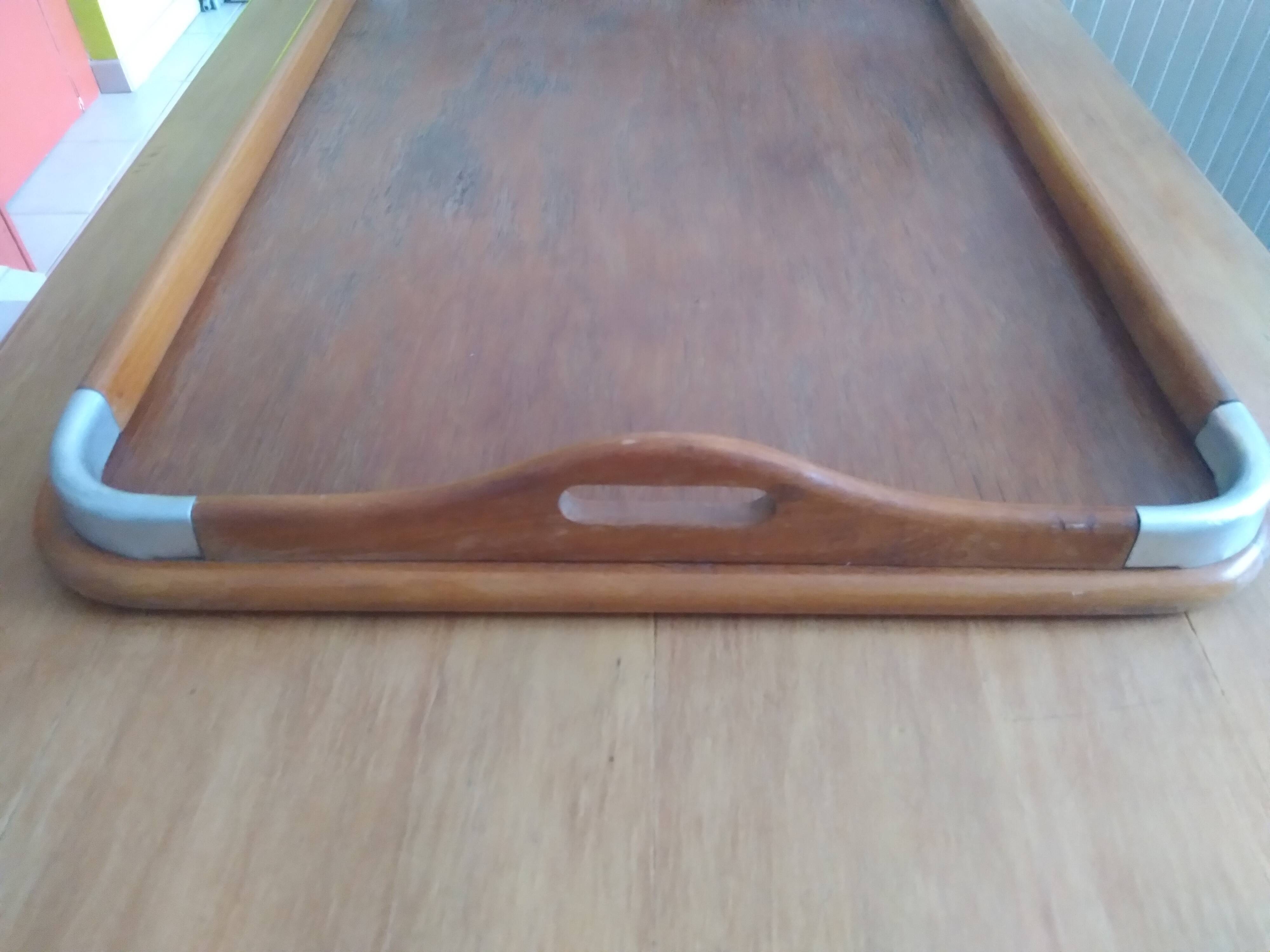 Wood and metal tray 50s