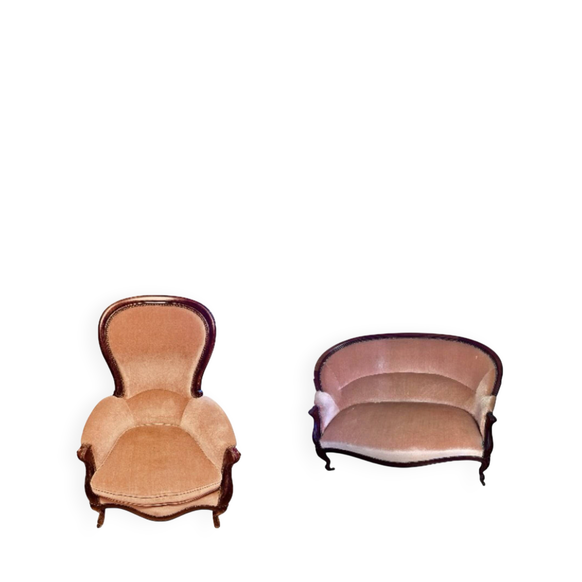 Set of a sofa and a Louis Philippe armchair.