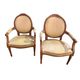 Pair of medallion back armchairs in Louis XVI style - late 19th century