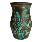 Vase Alain Maunier Vallauris 1950s 60s geometric turquoise decoration