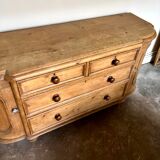 English half-moon sideboard, 2 doors and 4 drawers in light wood, 1930.