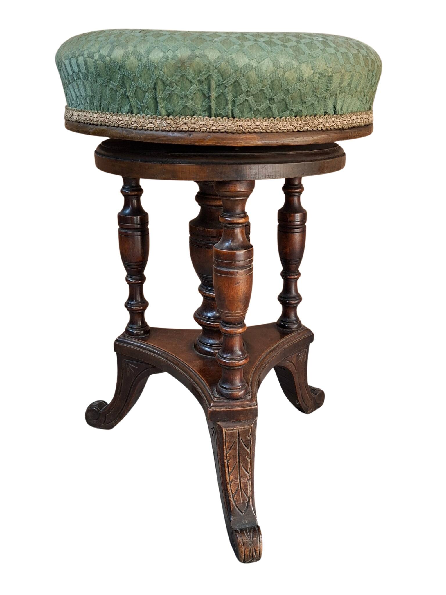 Sgabello a vite da Pianoforte Antico in Noce Inizio '900