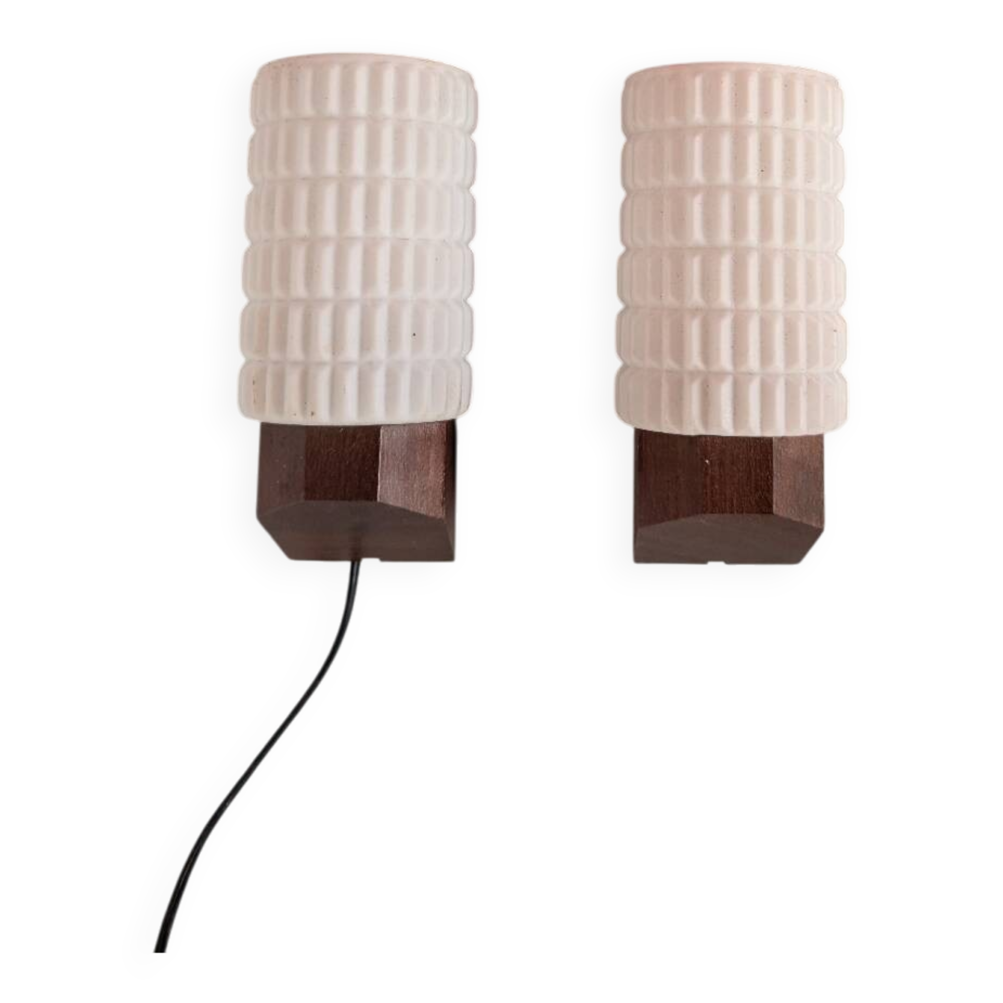 Pair of wall lights by Louis Kalff for Philips - glass and opaline.