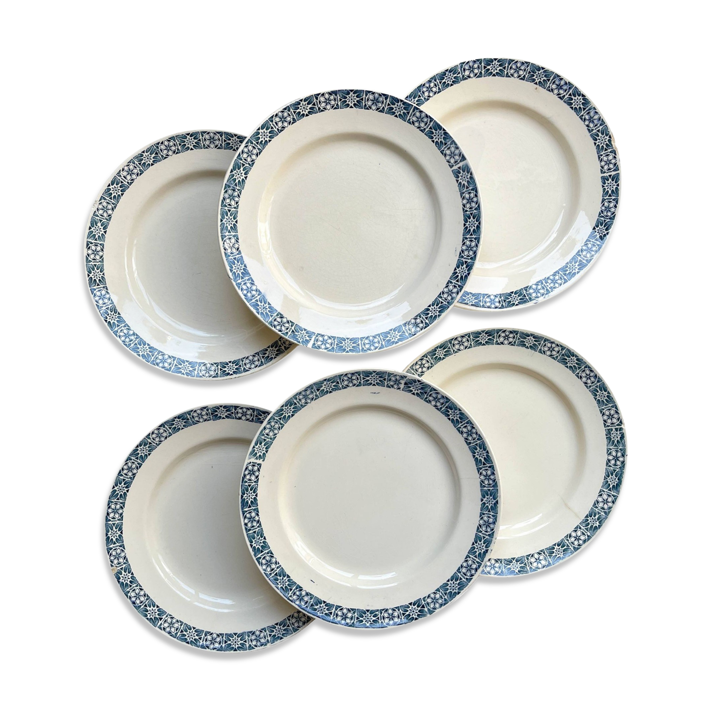 6 Flat plates Terre de fer Longchamp model René Made in France