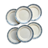 6 Assiettes plates Terre de fer Longchamp modèle René Made in France