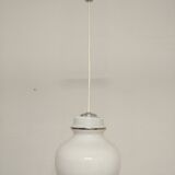 Hanging lamp of the 70s in white opaline
