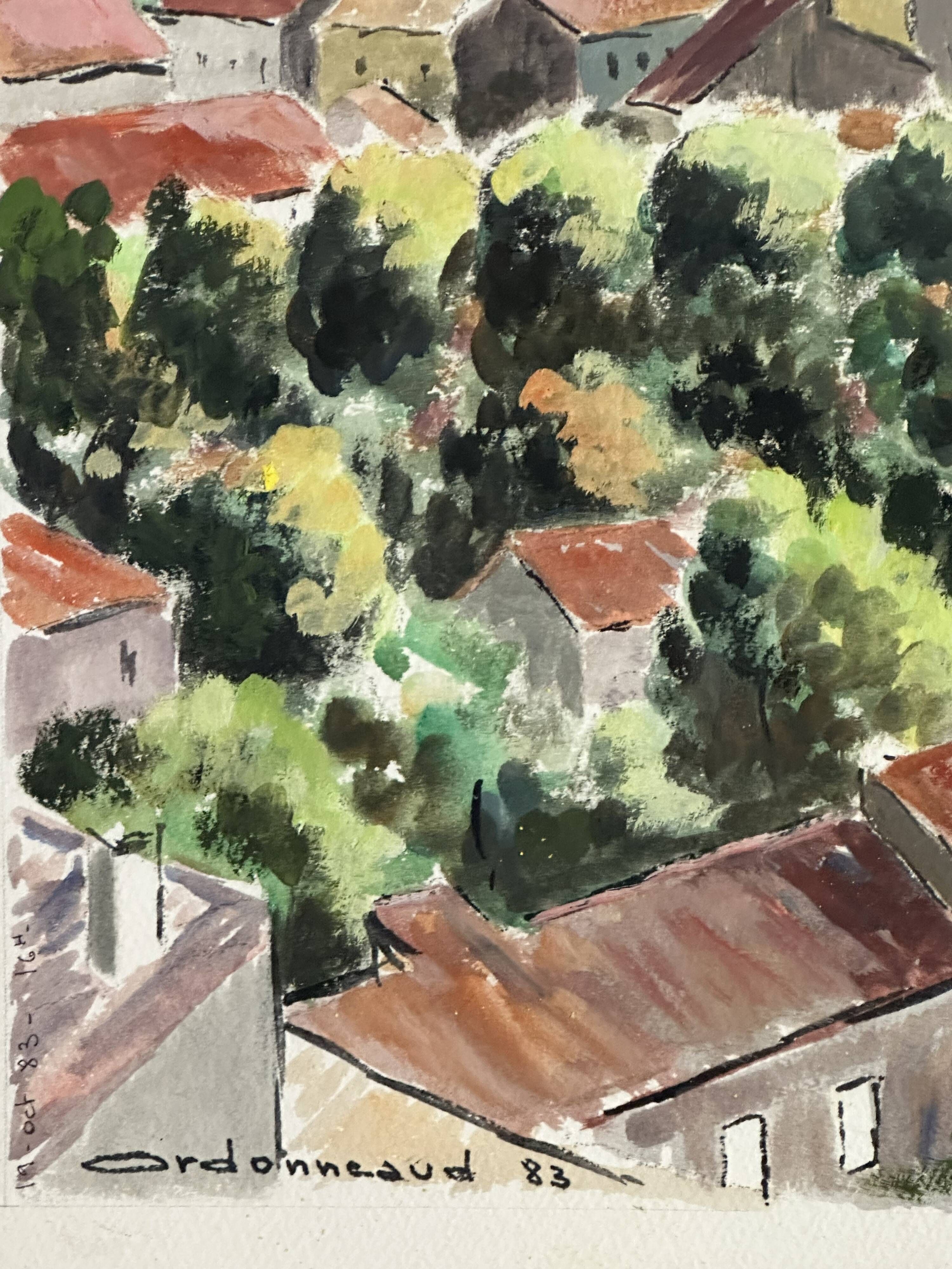 Painting / watercolor landscape of Provence signed Jean Ordonneaud 1983