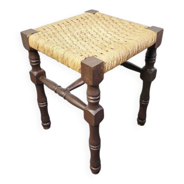 Tabouret à siège en cuir des années 70