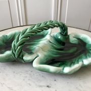 présentoir en céramique / barbotine modèle feuille années 60-70