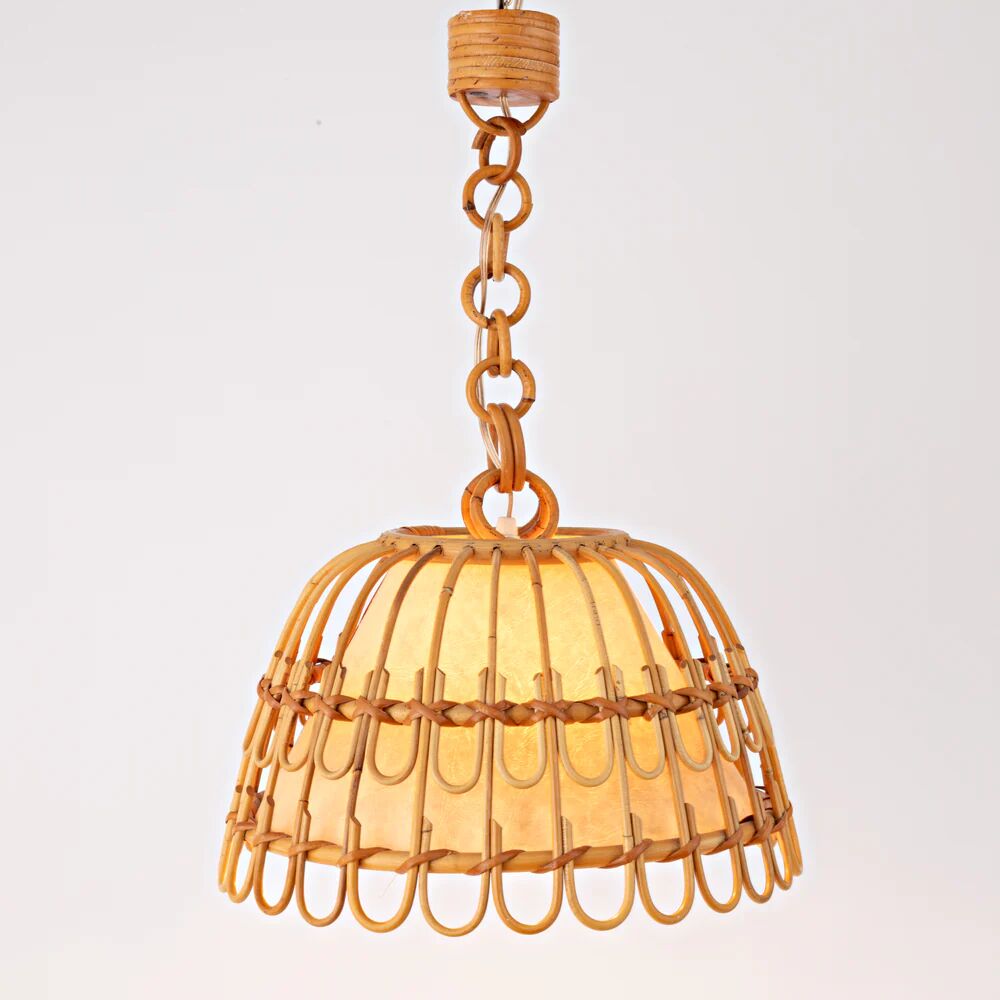 Mid-century Spanish rattan pendant lamp