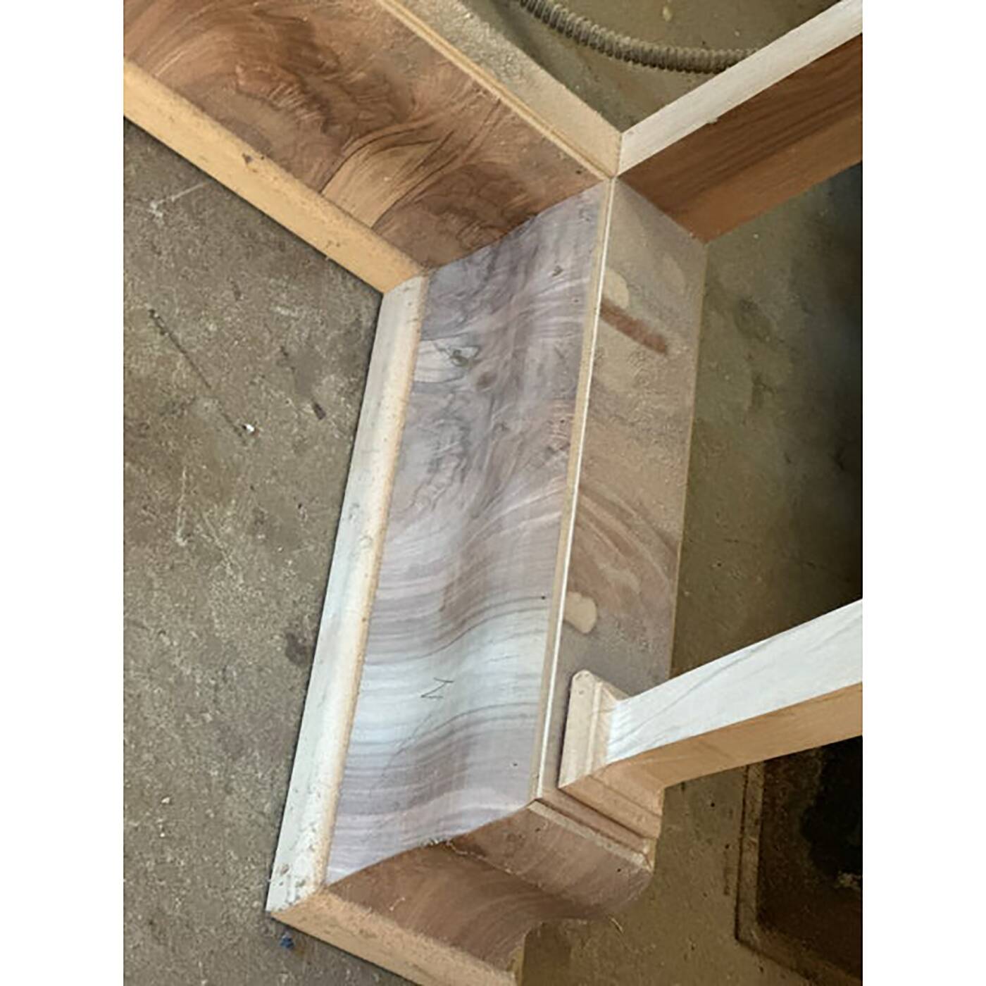 Italian Natural Consolle in Walnut Feather Wood and Maple and Walnut Inlays