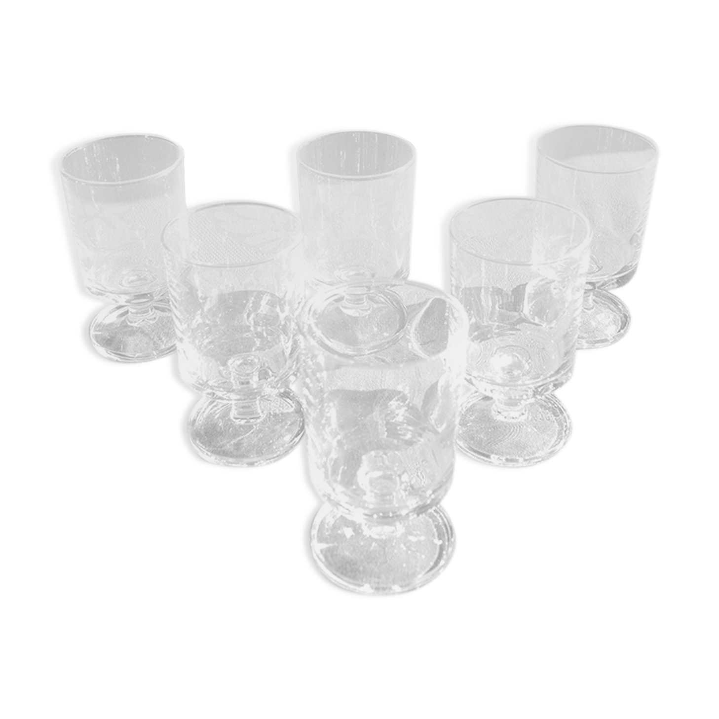 6 old luminarc transparent foot glasses h10 cm