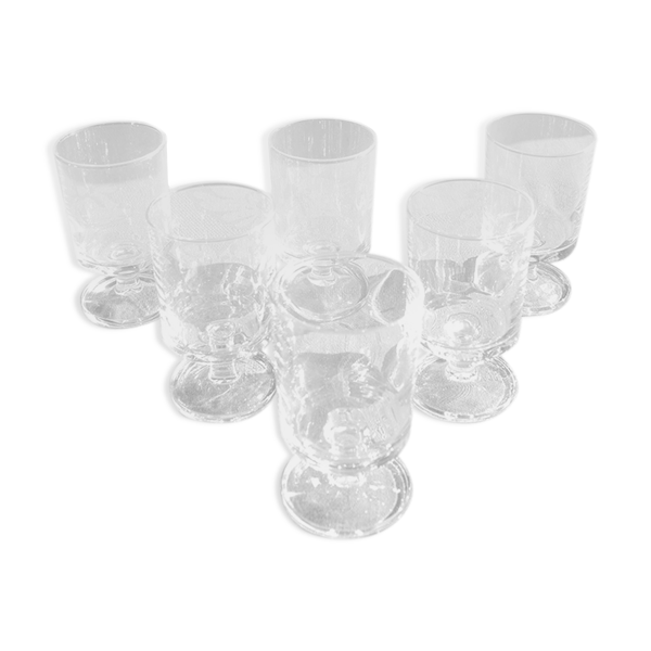 6 anciens verres à pied luminarc transparents h10 cm
