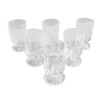6 old luminarc transparent foot glasses h10 cm