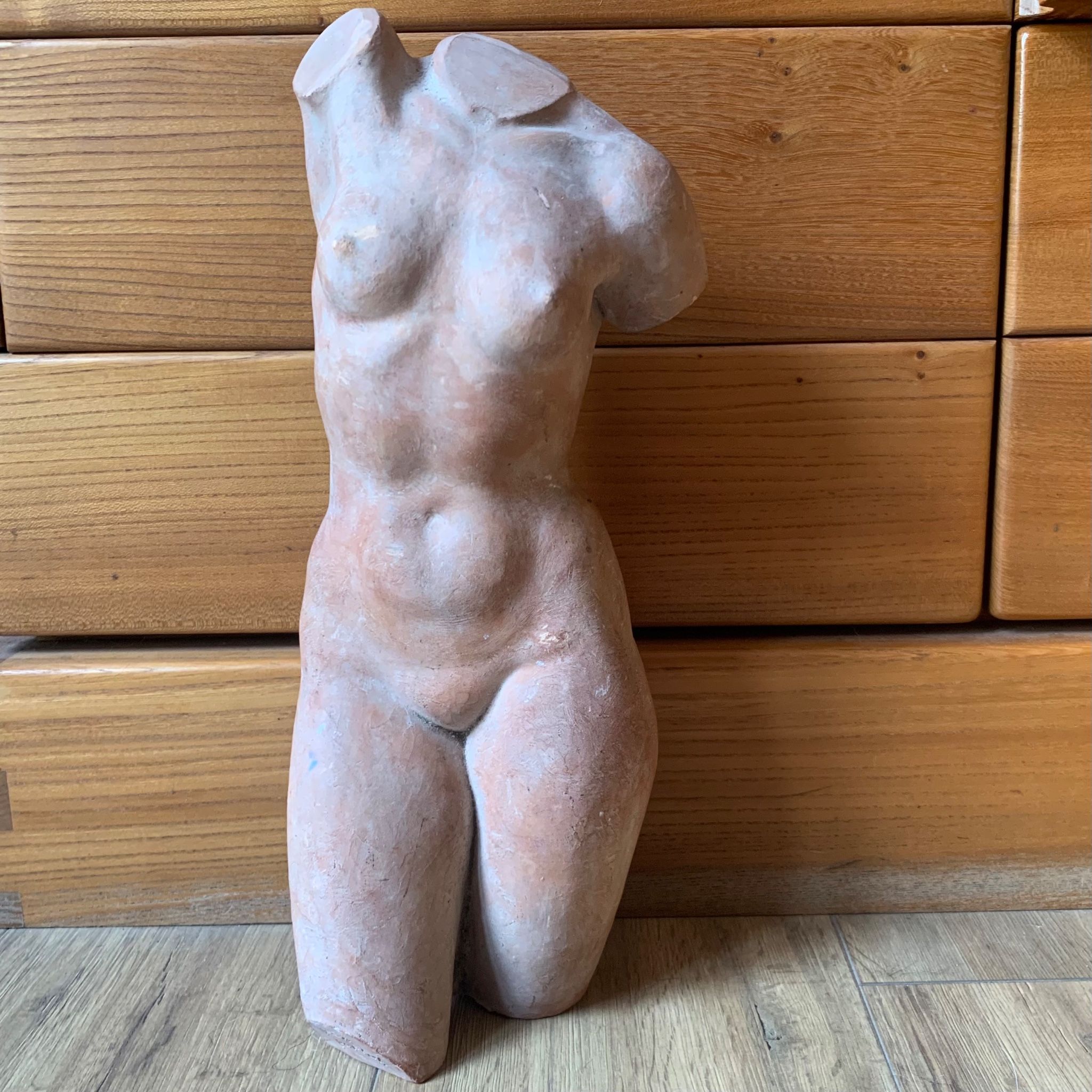 Female nude sculpture in terracotta signed Jean Portal.