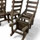 6 x Brutalist oak dining chairs / Belgium 1970s