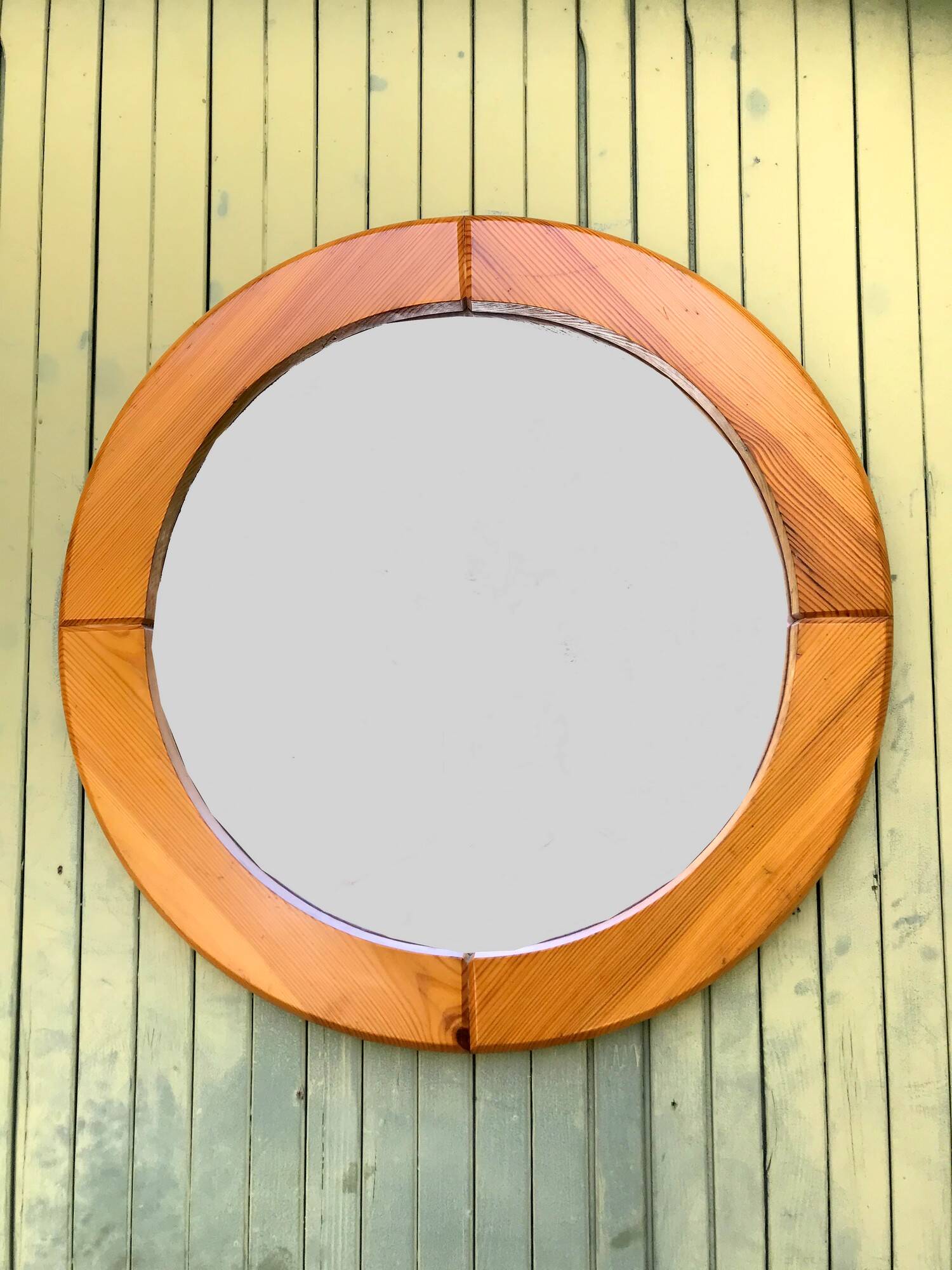 Vintage Scandinavian pine mirror by Glasmaster Markaryd 1970s