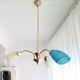 Vintage 1940s gold metal and glass 3 arm Sputnik chandelier