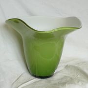 Villeroy & Boch designer vase glass lined white and green vintage 1970-80