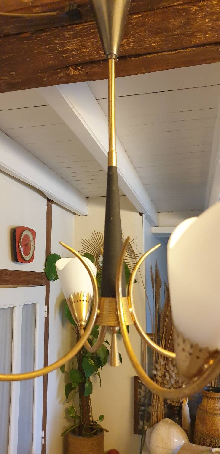 Four-light opaline chandelier