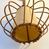 Vintage chandelier, rattan pendant lamp design 1960