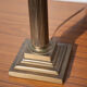 Brass lamp with vintage blue laminated lampshade