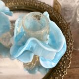 Pair of Murano glass candlesticks, iris flowers, 1960s