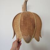 Vintage raffia flower pendant lamp